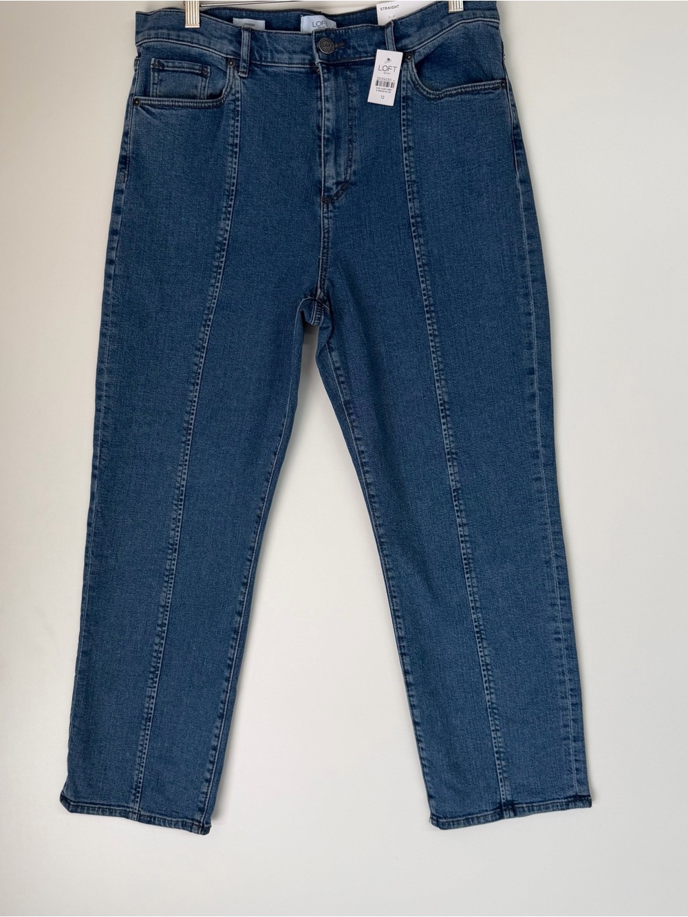 LOFT Mid-Rise Straight Leg Jeans - Dark Blue - Picture 3 of 9